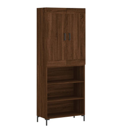 Buffet haut Chêne marron 69,5x34x180 cm Bois d'ingénierie