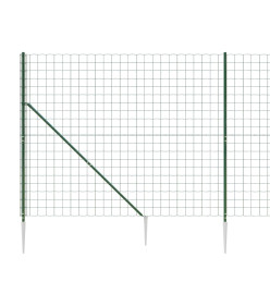 Clôture en treillis métallique et piquet d'ancrage vert 1,4x25m