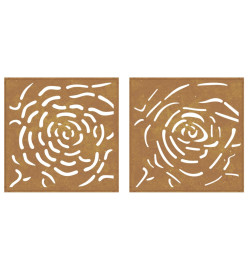 Décorations murales jardin 2 pcs 55x55 cm design de rose