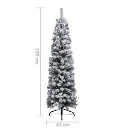 Sapin de Noël artificiel mince flocon de neige vert 150 cm PVC