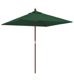 Parasol de jardin avec mât en bois vert 198x198x231 cm