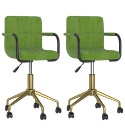 Chaises pivotantes à manger lot de 2 vert clair velours