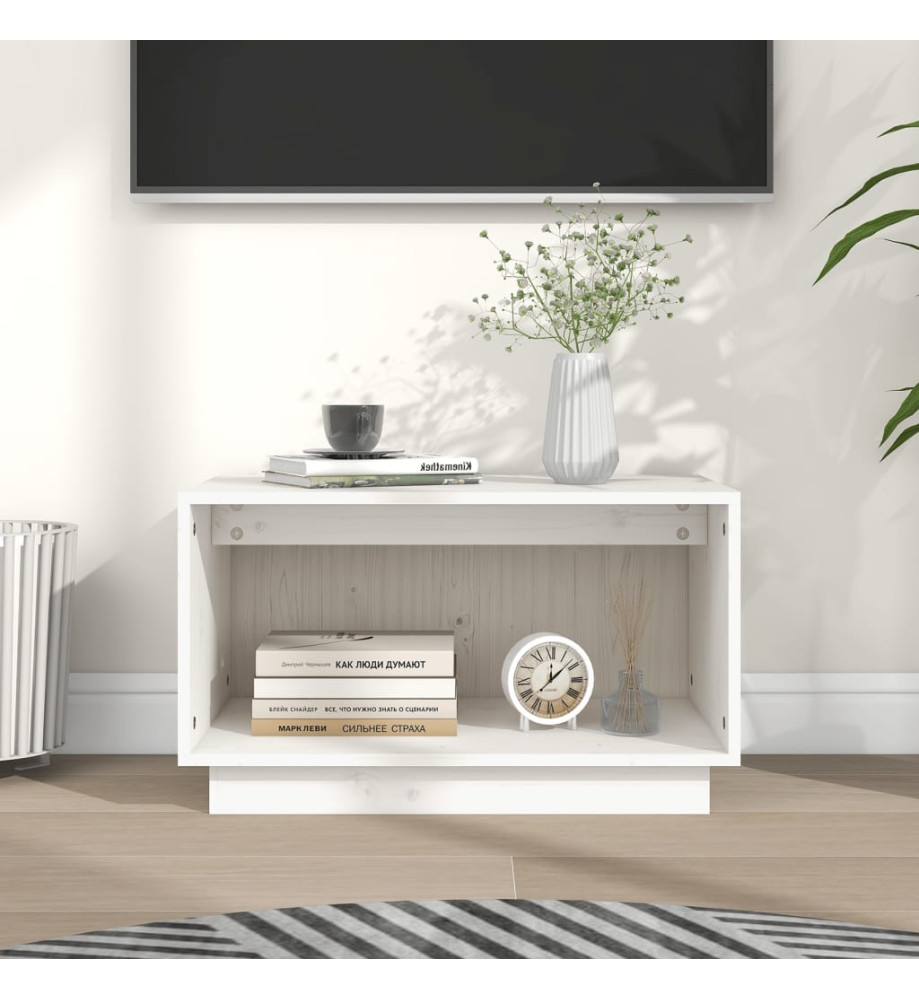 Meuble TV Blanc 60x35x35 cm Bois de pin massif