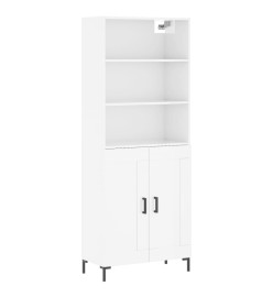 Buffet haut Blanc brillant 69,5x34x180 cm Bois d'ingénierie