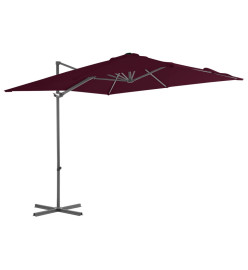 Parasol déporté avec mât en acier Rouge bordeaux 250x250 cm