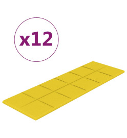 Panneaux muraux 12 pcs Jaune clair 90x30 cm Tissu 3,24 m²