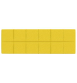 Panneaux muraux 12 pcs Jaune clair 90x30 cm Tissu 3,24 m²