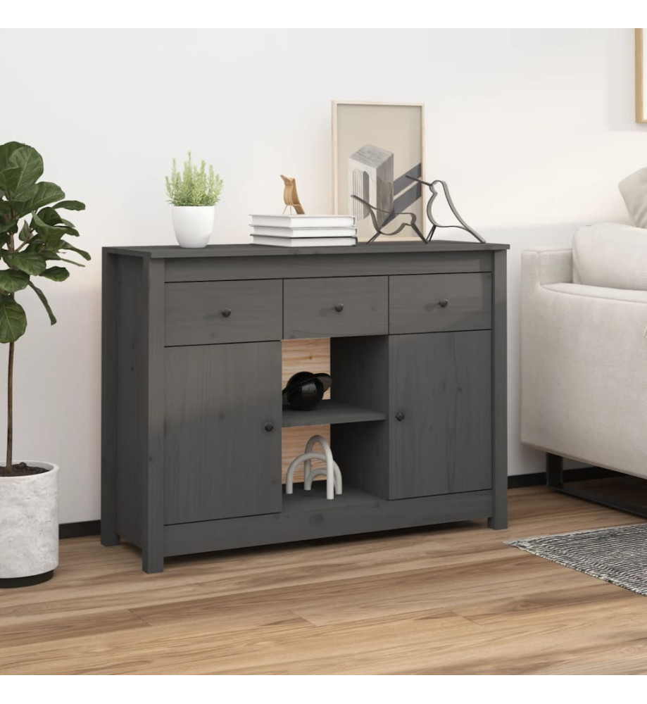 Buffet Gris 100x35x74,5 cm Bois massif de pin Buffet Gris 100x35x74,5 cm Bois massif de pin