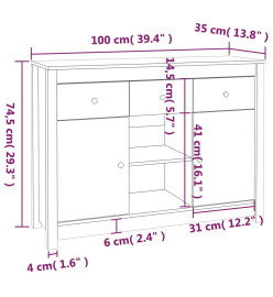 Buffet Gris 100x35x74,5 cm Bois massif de pin