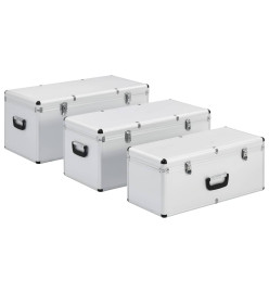 Boîtes de rangement 3 pcs Argenté Aluminium