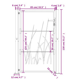 Portail de jardin 105x130 cm acier corten conception d'herbe