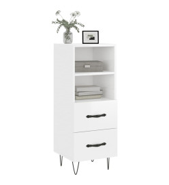Buffet Blanc brillant 34,5x34x90 cm Bois d'ingénierie