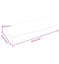 Étagère murale gris foncé 60x30x6 cm bois chêne massif traité