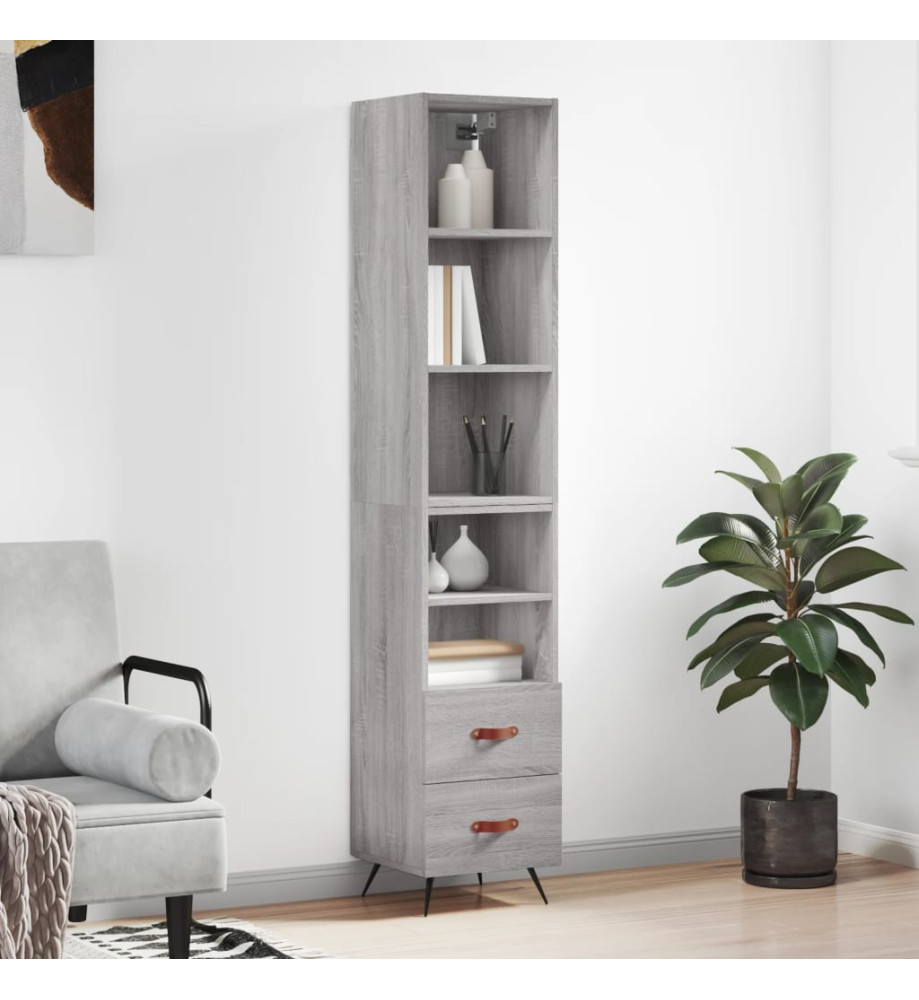 Buffet haut Sonoma gris 34,5x34x180 cm Bois d'ingénierie Buffet haut Sonoma gris 34,5x34x180 cm Bois d'ingénierie