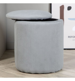 Venture Home Pouf Limpen 32x32x40 cm Velours côtelé Gris