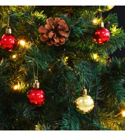 Arbre de Noël artificiel pré-éclairé avec boules vert 210 cm