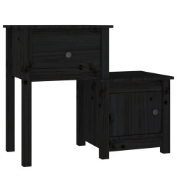 Table de chevet Noir 79,5x38x65,5 cm Bois de pin massif
