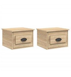 Tables de chevet murales 2 pcs chêne sonoma 41,5x36x28 cm