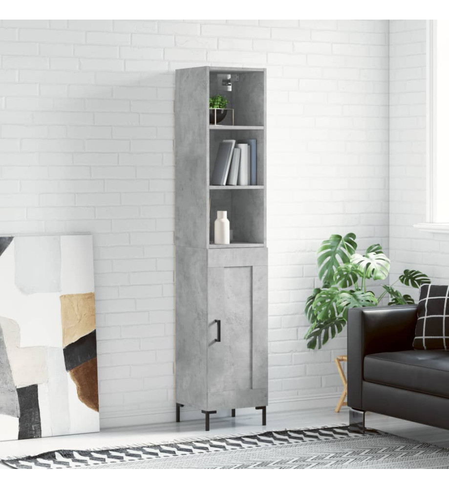 Buffet haut Gris béton 34,5x34x180 cm Bois d'ingénierie Buffet haut Gris béton 34,5x34x180 cm Bois d'ingénierie