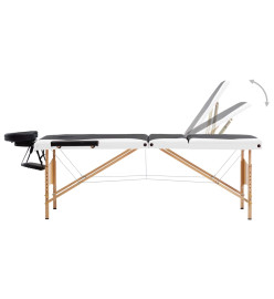 Table de massage pliable 3 zones Bois Noir et blanc