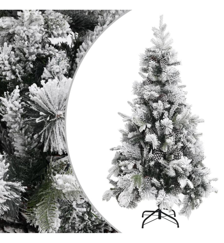 Sapin de Noël à flocons de neige et pommes de pin 225 cm PVC/PE