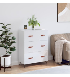 Commode blanc brillant 69,5 x 34 x 90 cm bois d'ingénierie