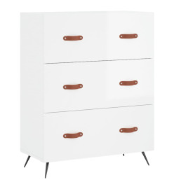 Commode blanc brillant 69,5 x 34 x 90 cm bois d'ingénierie