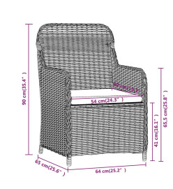 Ensemble de salle à manger de jardin avec coussins 7 pcs Marron