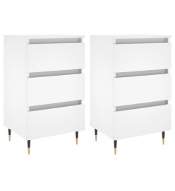 Tables de chevet 2 pcs blanc 40x35x69 cm bois d’ingénierie