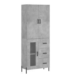 Buffet haut Gris béton 69,5x34x180 cm Bois d'ingénierie