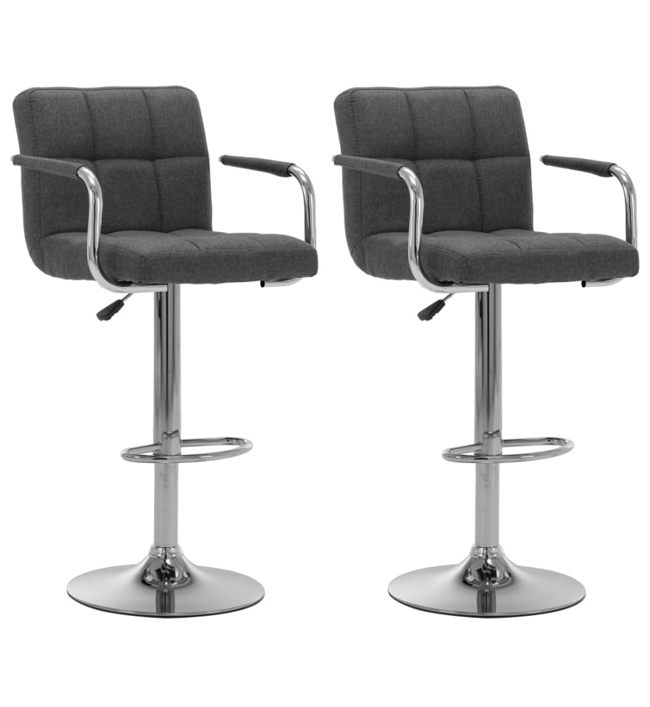 Chaises de bar lot de 2 gris foncé tissu