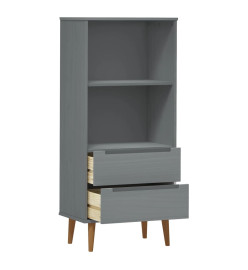 Bibliothèque MOLDE Gris 60x35x133,5 cm Bois massif de pin