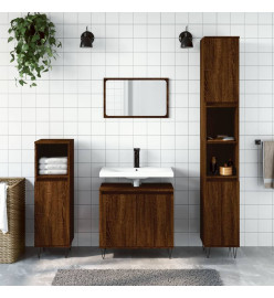 Ensemble d'armoires de salle de bain 3 pcs chêne marron