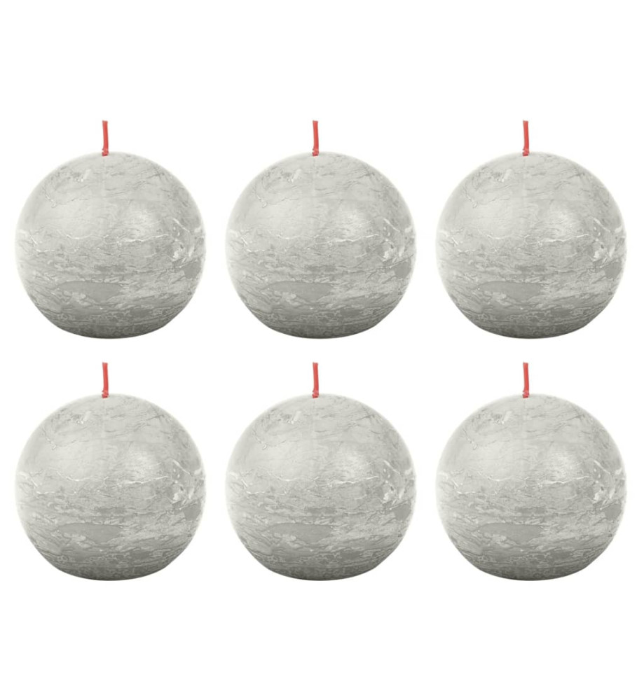 Bolsius Bougies boule rustiques Shine 6 pcs 76x71 mm Gris sableux