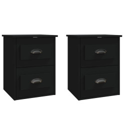 Tables de chevet murales 2 pcs noir 41,5x36x53 cm