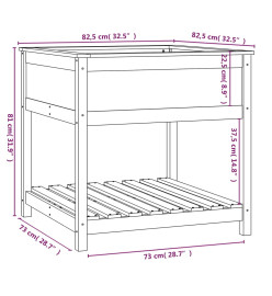 Jardinière avec étagère 82,5x82,5x81 cm Bois massif de pin