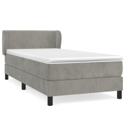 Lit à sommier tapissier et matelas Gris clair 90x200 cm Velours