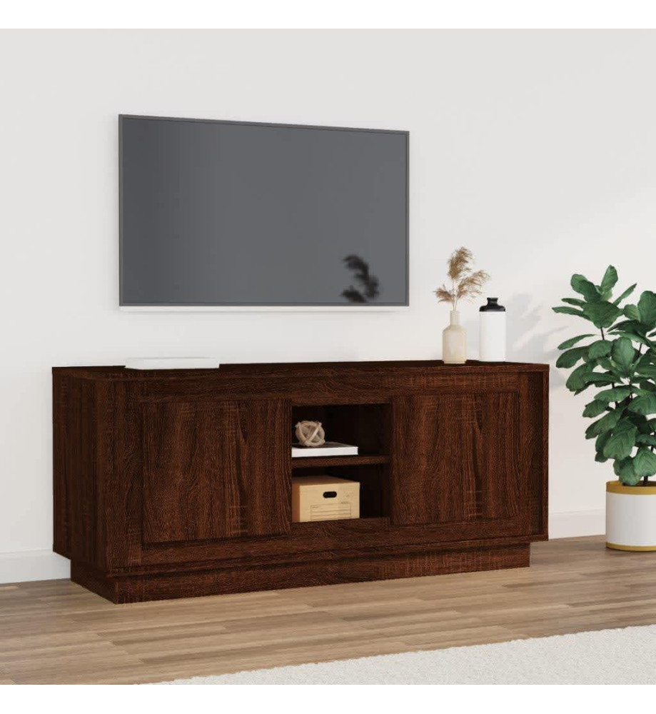 Meuble TV chêne marron 102x35x45 cm bois d'ingénierie