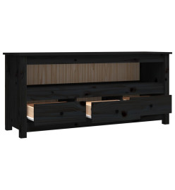 Meuble TV Noir 114x35x52 cm Bois de pin massif