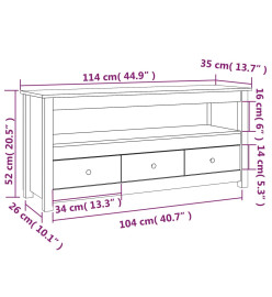 Meuble TV Noir 114x35x52 cm Bois de pin massif