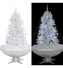 Arbre de Noël neigeux avec base de parapluie Blanc 170 cm