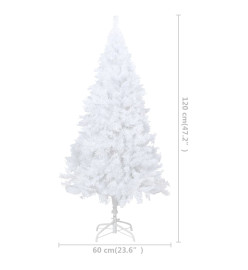 Arbre de Noël artificiel avec branches épaisses blanc 120cm PVC