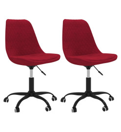 Chaises pivotantes à manger lot de 2 Rouge bordeaux Tissu