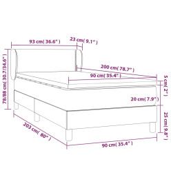 Lit à sommier tapissier et matelas Gris clair 90x200 cm Velours