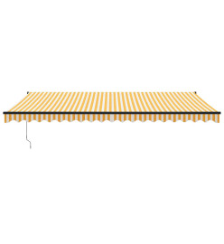 Auvent rétractable jaune et blanc 5x3 m tissu et aluminium