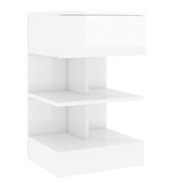 Table de chevet Blanc brillant 40x35x65 cm Aggloméré