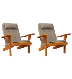 Coussins de chaise adirondack lot de 2 taupe tissu oxford