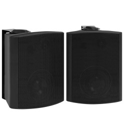 Haut-parleurs stéréo muraux 2 pcs noir intérieur extérieur 120W