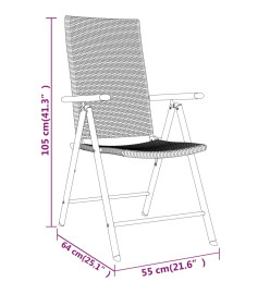 Ensemble de salle à manger de jardin 5 pcs Noir