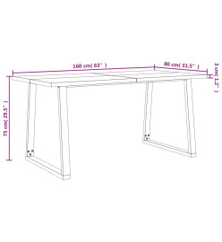 Ensemble à manger 3 pcs avec bord vivant bois massif d'acacia